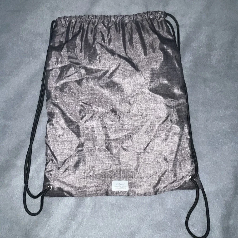 Thirty-One Cinch Sac Bag Drawstring Backpack Charcoal Gray